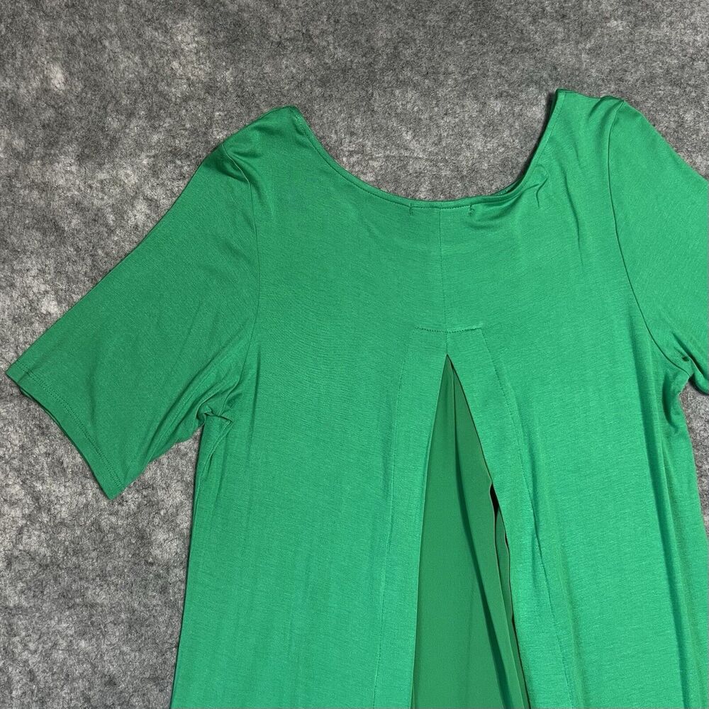 Kim & Cami Tunic Top Women's 1X Semi Sheer Tunic Blouse Green - Picture 11 of 13